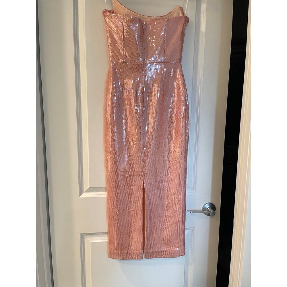 NWOT ALEX PERRY SEQUIN CURVED STRAPLESS DRAPE PEACH DRESS - Picture 9 of 12